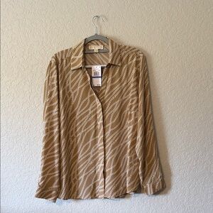 MICHAEL Michael Kors Tan and White Patterned Blouse
